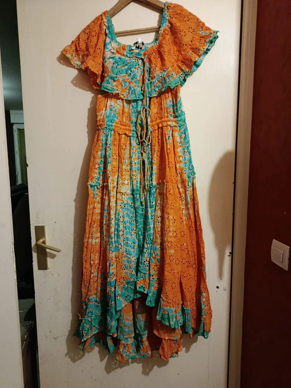 Unique asymmetric 2-in-1 dress with English embroidery, vintage chic, extremely rare size – photo 11